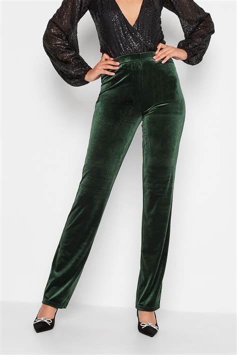 LTS Womens Tall Straight Leg Velvet Black Trousers | Long Tall Sally