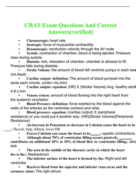CRAT Exam | 64 Questions with 100% correct Answers | Updated and