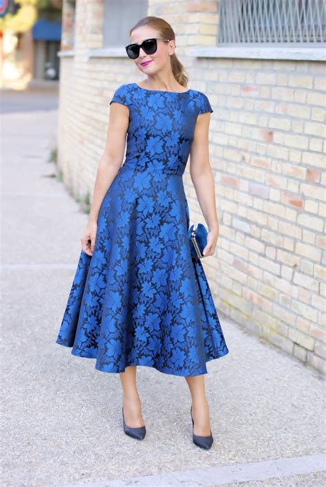 Blue Elegant Jacquard Midi Dress Fashion And Cookies Fashion And