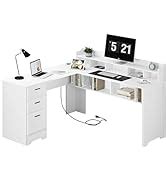 Amazon Hombck L Shaped Desk With Storage White Desk Reversible L