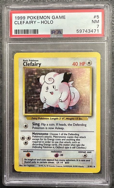 Pokemon Clefairy Base Set Unlimited Holo Rare Psa Nm Ebay