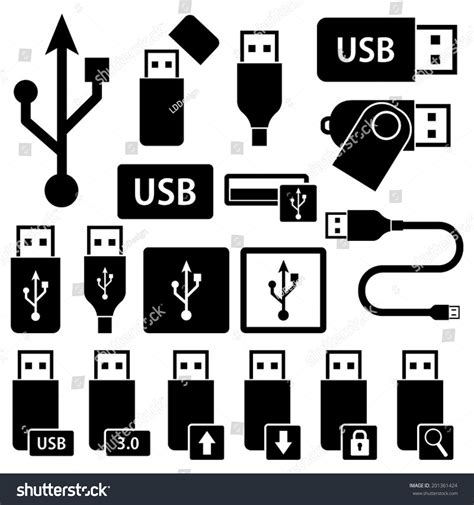 Usb Icons Symbols Stock Vector 201361424 Shutterstock