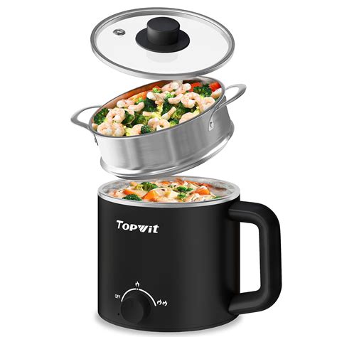 Topwit Hot Pot Electric With Steamer L Ramen Cooker Electric Pot For Pasta Shabu Shabu