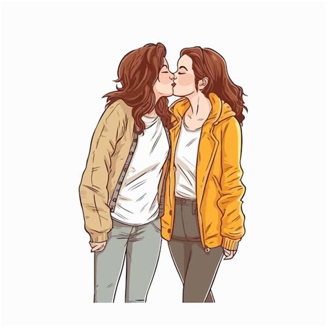Pareja lesbiana siendo amorosa y feliz dos chicas gay besándose concepto de comunidad del