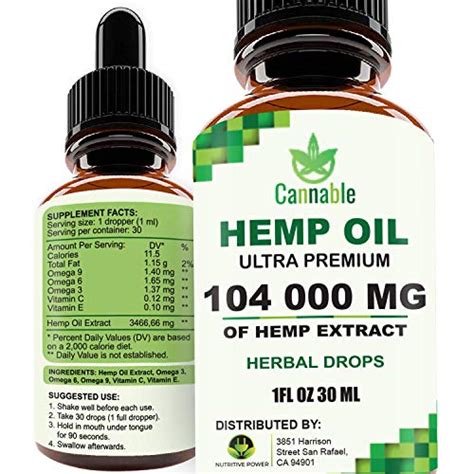 Hemp Oil Extract 104 000 Mg All Natural Drops For Pain Stress Anxiety Relief Deep Restful