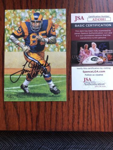 Tom Mack Jsa Coa Signed Goal Line Art Card Autographed Nfl Hof Rams Ebay