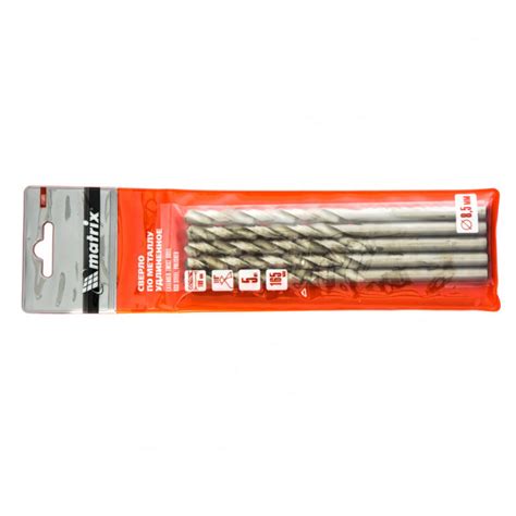 Сверло по металлу, 8,5 х 165 мм, полированное, удл, HSS, 5 шт ...
