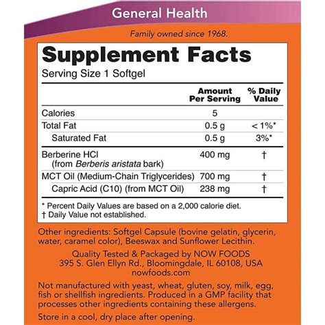 Now Foods Berberine Glucose Support 90 Softgels | Blood Sugar Support ...