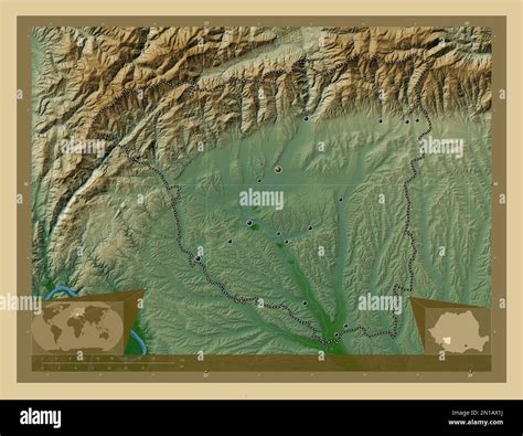 gorj county  romania colored elevation map  lakes  rivers