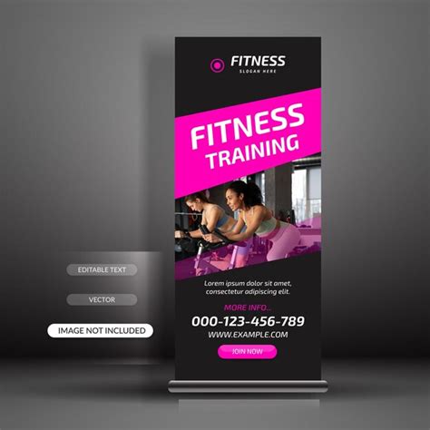 Plantilla De Banner Enrollable Para Fitness Y Gimnasio Vector Premium