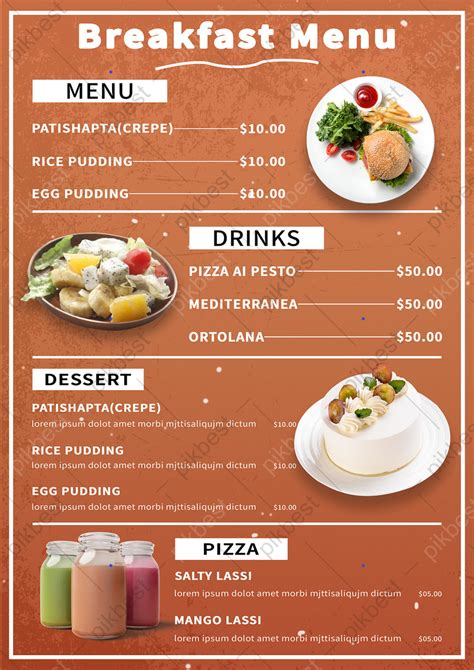 Menu Template For Cafes And Restaurants Psd Free Download Pikbest