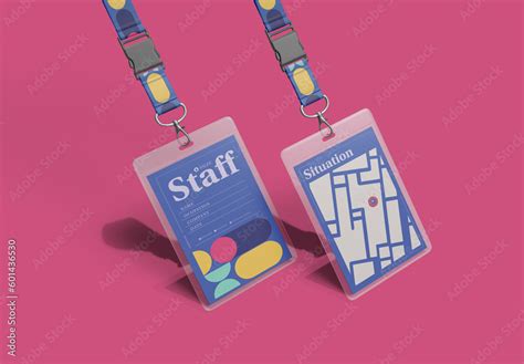 Set Id Card Holder Mockup Stock Template Adobe Stock