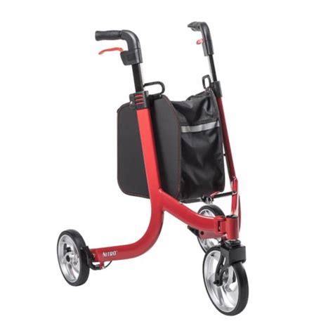 Drive Medical Nitro™ 3 Wheel Folding Rollator Euro Style Walker