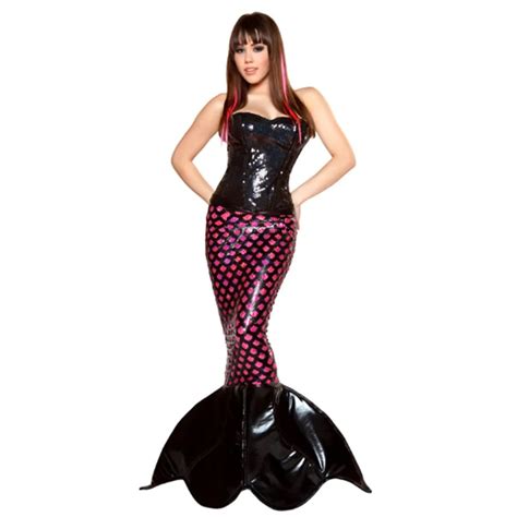 Buy New Deluxe Sexy Dark Sequin Mermaid Cartoon Character Halloween Costume