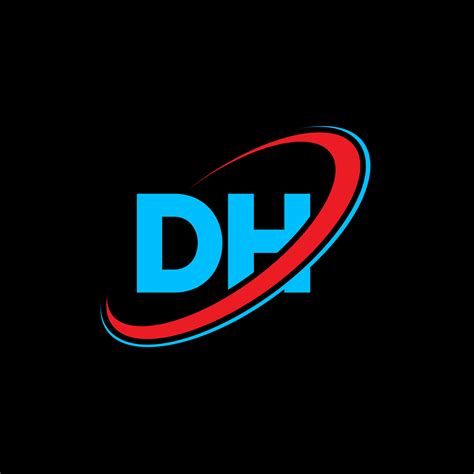 dh logo dh design blue  red dh letter dh letter logo design
