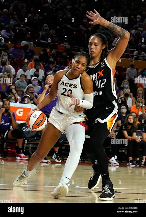 Las Vegas Aces Forward Aja Wilson 22 During The First Half Of A Wnba Basketball Game Against