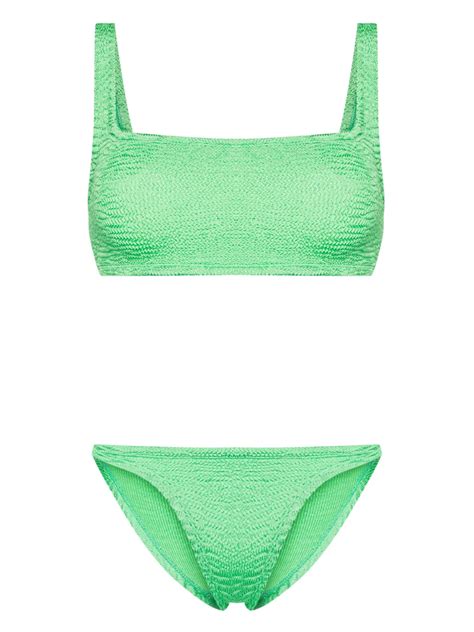 PARAMIDONNA Emily Crinkled Bikini Green FARFETCH UK