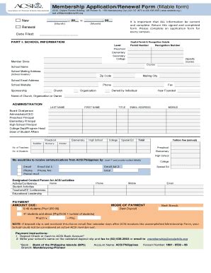 Fillable Online Acsiphils Membership Applicationrenewal Form Fillable