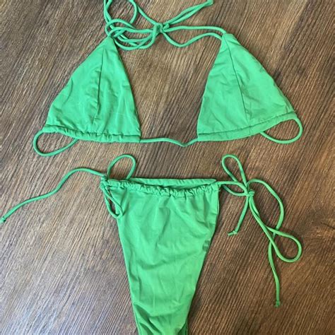 Myra Swim Green Triangle Bikini Material Is So Depop