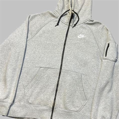 Nike Mens Grey And White Hoodie Depop