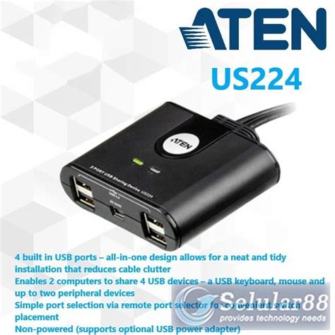 Jual ATEN US224 2x4 USB 2.0 Peripheral Sharing Switch Workstation ...