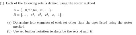 Solved Each Of The Following Sets Is Defined Using The Roster