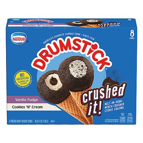 Drumstick 8 Pack Vanilla Fudge Cookies N Cream Frozen Dairy Dessert