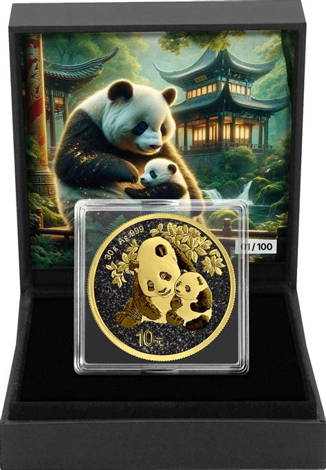 Panda Black Diamond Silber Set 2024 Auflage 100 Teilvergoldet