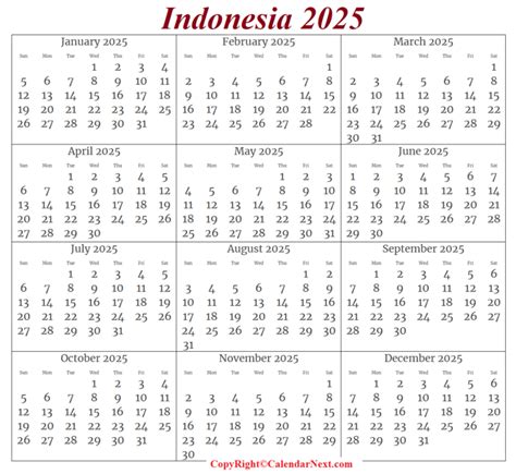 Indonesia Calendar Printable Calendar Next