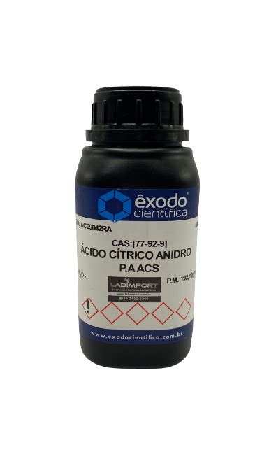 ACIDO CITRICO ANIDRO PA 500 GR CONC 99 DENS 1 67 Exodo Cientifica