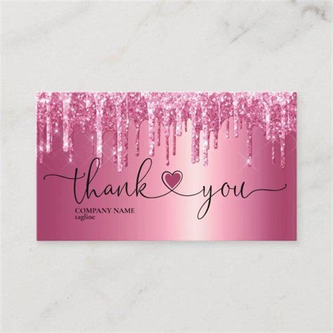 Modern Script Blush Pink Heart Thank You For Order Business Card