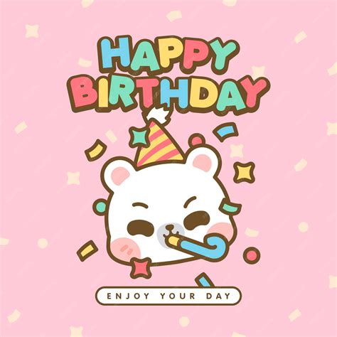 Premium Vector Happy Birthday Cute Kawaii Animals