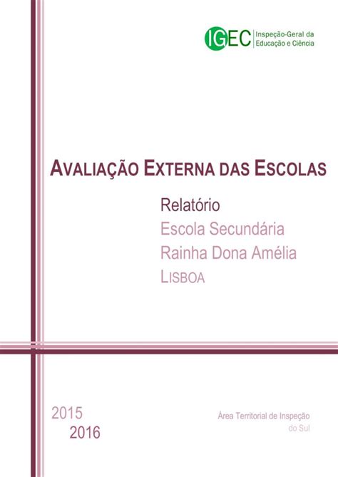 Pdf Avalia O Externa Das Scolas Igec Revis O De Mat Rias Por