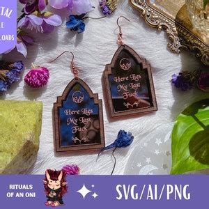 Here Lies My Last Fuck Earrings Svg Tombstone Earring Svg File Dark Humor Svg Laser File
