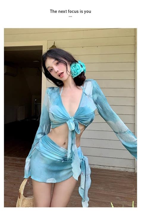 Bikini Split Set Long Sleeve High End Four Piece Set Bikini Hot Spring Vacation Sexy Beach