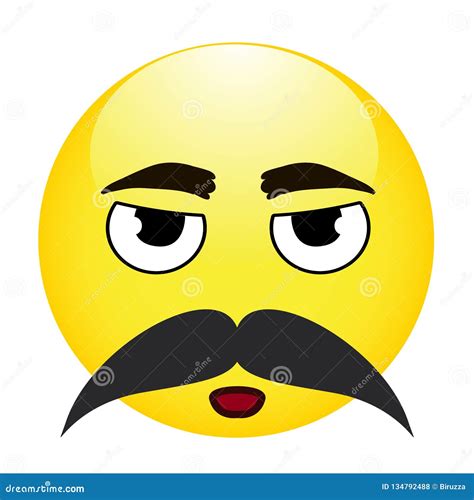 Emoticon Bonito O Bigode No Fundo Branco Ilustra O Isolada Do