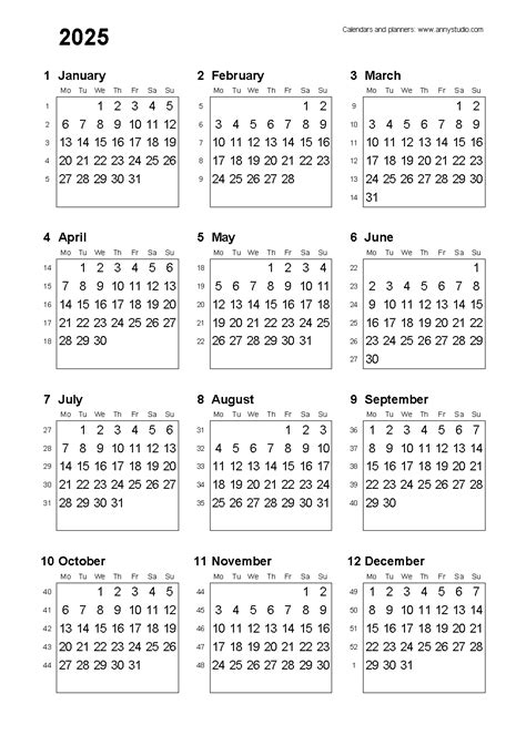 2025 A5 Calendar Printable Calendars 2025