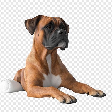Brown Boxer Dog Lying Down Premium Ai Generated Psd