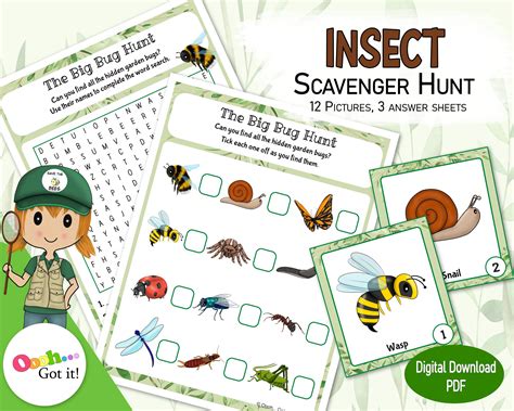 Bug Scavenger Hunt A Printable Creepy Crawler Picture Etsy Uk In 2023