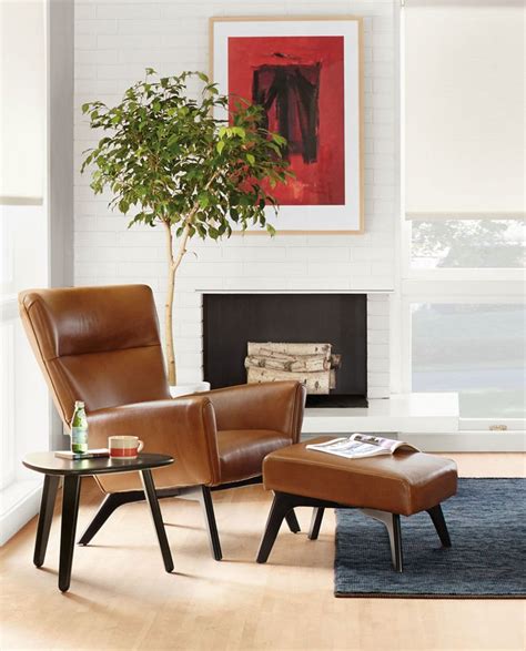 Boden Leather Chairs & Ottomans - Modern Living Room Furniture - Room ...