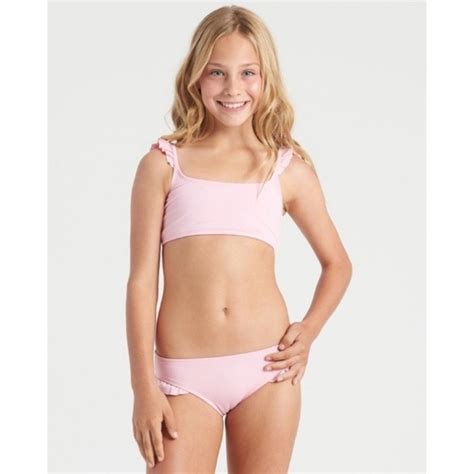 Billabong Swim Billabong Girls Warm Days Baby Pink Ruffle Bikini Set Poshmark