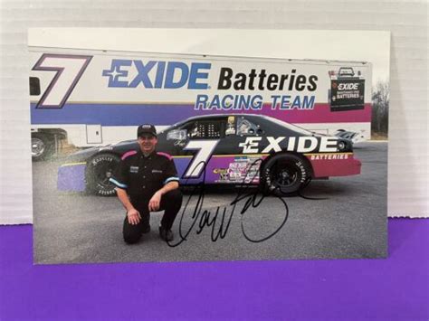 Geoff Bodine Autographed 8 12” X 5 12” Photo 1994 Exide Batteries