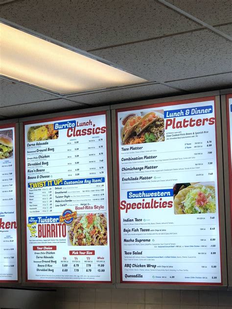 Menu At Twisters Burgers And Burritos Restaurant Albuquerque Isleta
