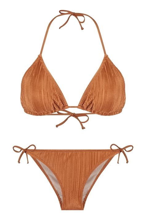 Aquella Piliseli Saten Bakır Üçgen Bikini TakımFiyatı Yorumları Trendyol