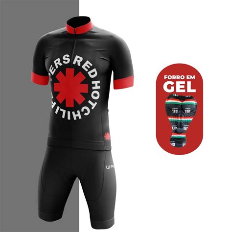 Conjunto De Ciclismo Masculino Camisa Red Hot Chili Peppers E Bermuda Gel Shopee Brasil