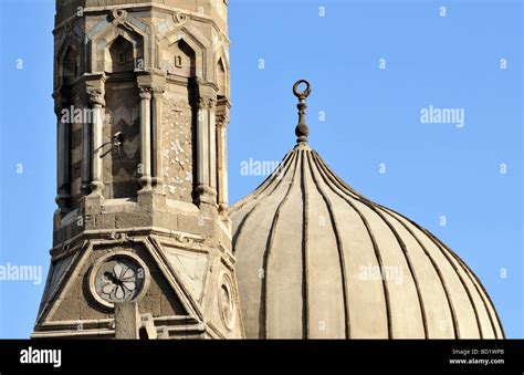 Detail Of Minaret And Dome Mosque Of Al Azhar Islamic Cairo Egypt Stock