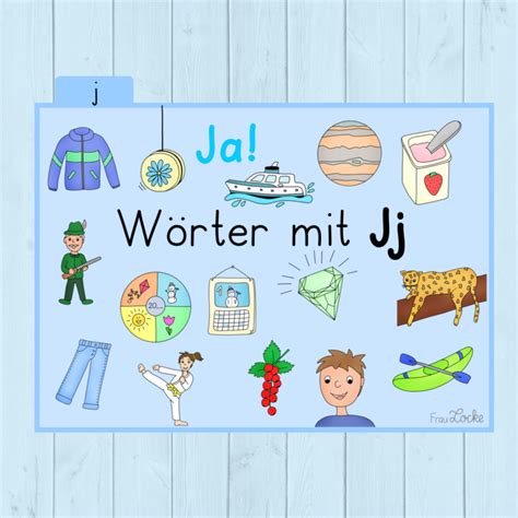 Bildkarten - Wörter mit äu, v, j und nk - Frau Locke