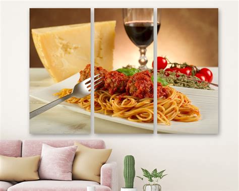 Italian Cuisine Canvas Prints Food Canvas Art Pasta And Wine Etsy