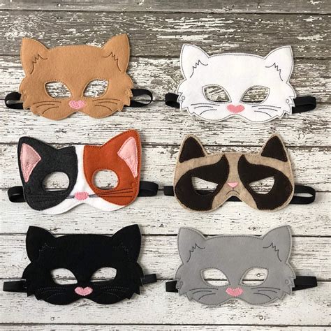 Cat Felt Mask Felt Animal Masks Felt Cat Cat Costume Diy