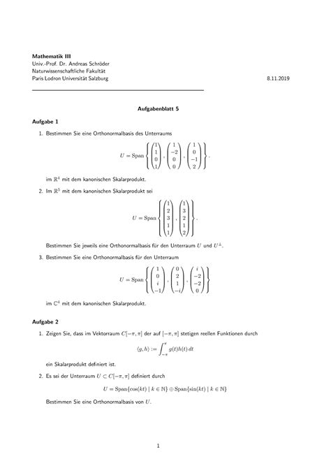 Mathematik III 5 Übungsblatt Mathematik III Univ Prof Dr Andreas